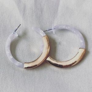 nwt white gold clear hoop minimalist earrings